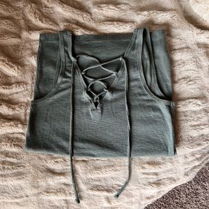 Aerie soft tank with lace up tie front